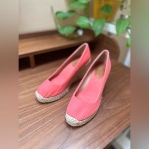 J. Crew pink canvas espadrille heels/wedges